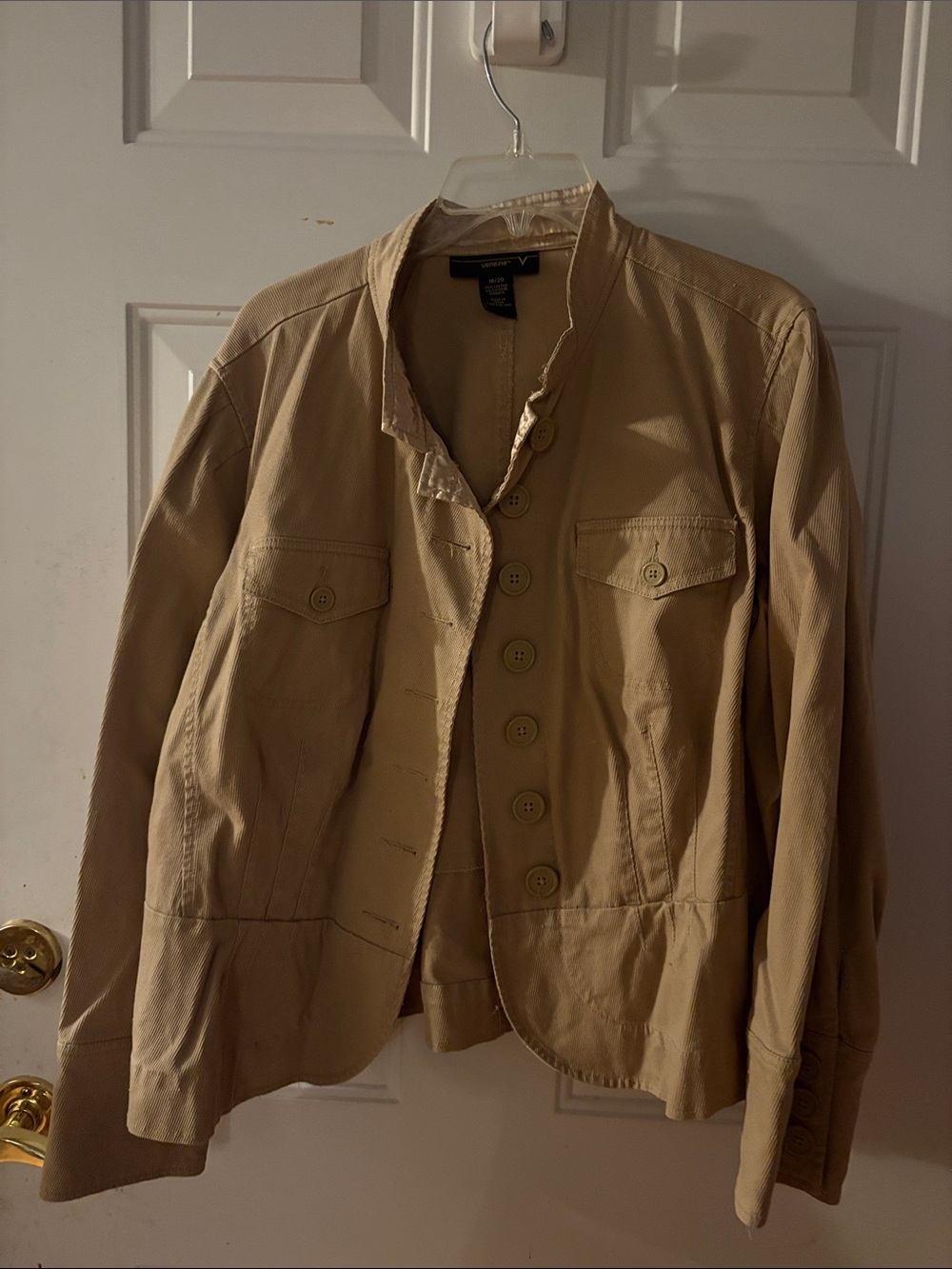 Lane Bryant Venezia Women's Utility Jacket in Tan - Classic Button-Front - Picture 1 of 6